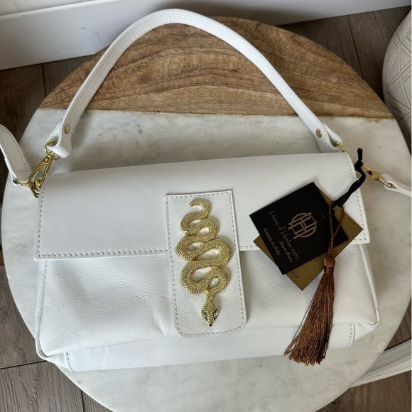 NWT Original HOUSE OF HARLOW
1960 Snake 100% Leather Shoulder
Bag Gold White - Picture 6 of 13
